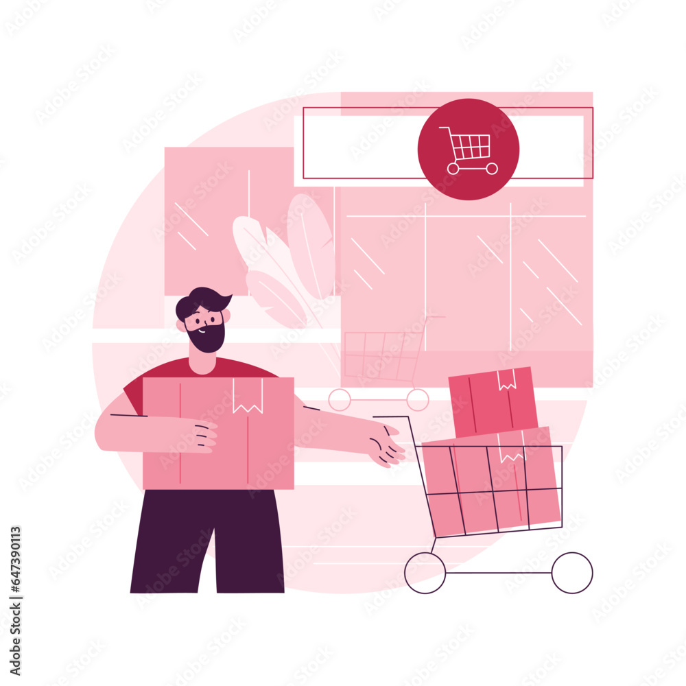 Big box store abstract concept vector illustration. Superstore, big box