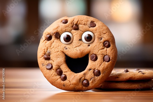 Illustration cute cartoon cookies with smiling expression. Cookies mascot design