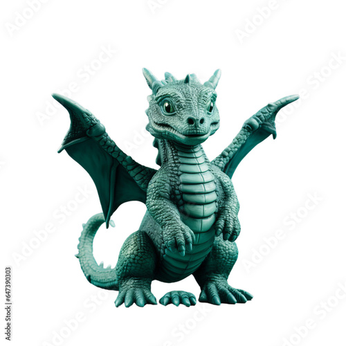 A cute toy dragon in a playful pose
