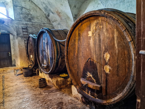 old wine barrels photo