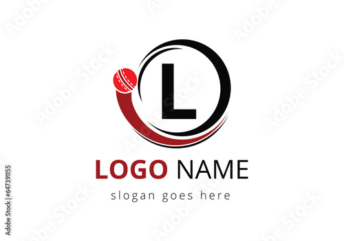 Letter L Cricket Logo Concept With Moving Cricket Ball Icon. For Cricket Club Symbol Vector Template