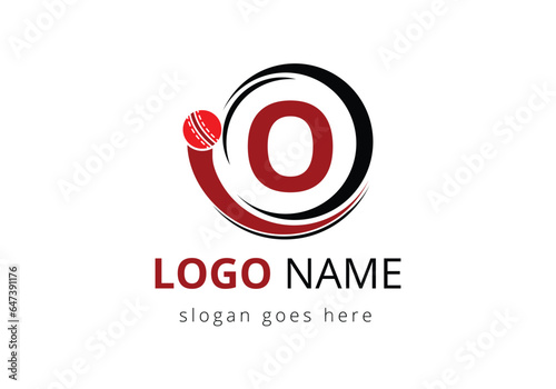 Letter O Cricket Logo Concept With Moving Cricket Ball Icon. For Cricket Club Symbol Vector Template