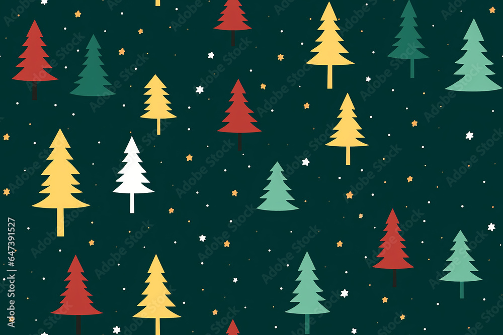 Graphic Christmas trees repeating seamless pattern