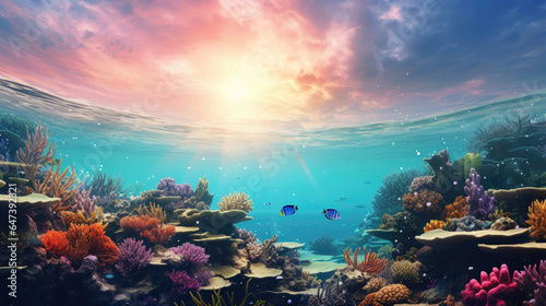 A colorful underwater coral reef