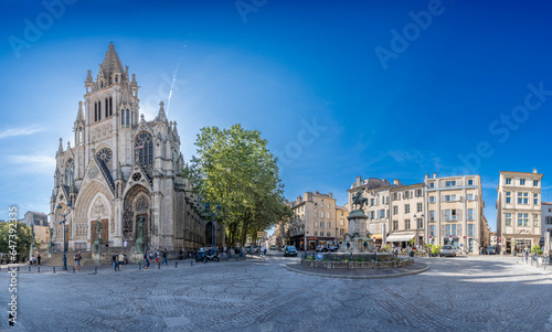 Nancy, France - 09 02 2023: View of the facade of Saint-Epvre Basilica.