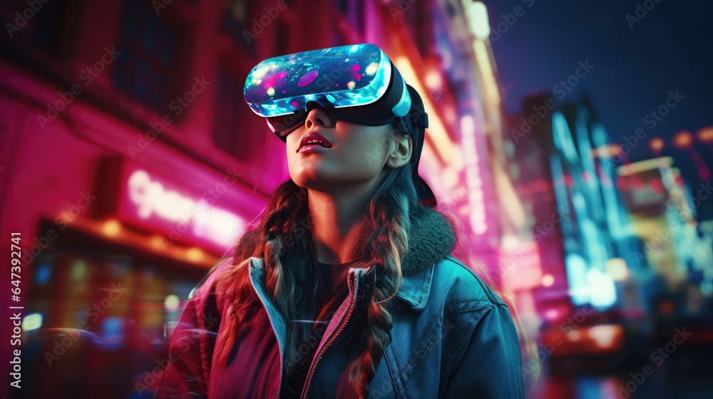 virtual reality (VR) world, with individuals immersed in a digital landscape, highlighting the potential of AI and technology to transform entertainment, education, and training. virtual reality (VR) world, with individuals immersed in a digital landscape, highlighting the potential of AI and technology to transform entertainment, education, and training.