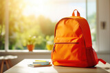 Bright Orange School Backpack and Supplies