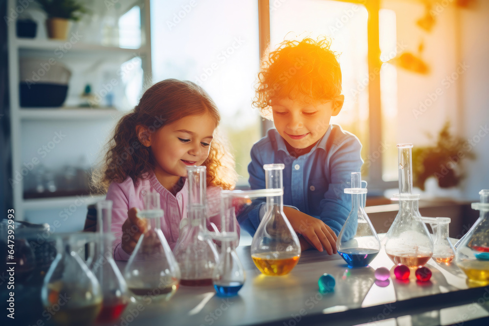 Two Kids Conducting Science Experiments Stock Photo | Adobe Stock