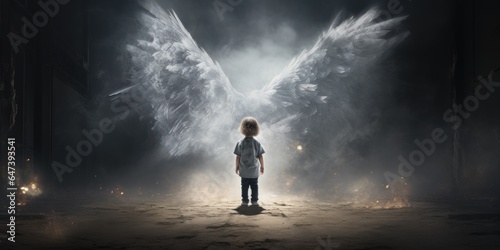 Little child angel. The topic is the loss of a child. Generative AI