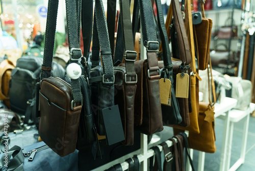 Fashionable leather shoulder bags for stylish men.