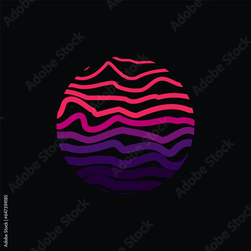 Vintage striped sunset. Vector background. A design element.