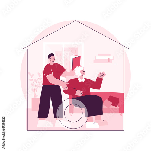 Elderly care abstract concept vector illustration. Elderly people medical care, home nursing for seniors, geriatric healthcare service, live in assistance, retiree companion abstract metaphor.