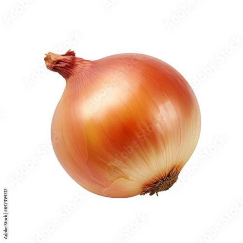 A close-up shot of a fresh onion on a clean and minimalistic white background