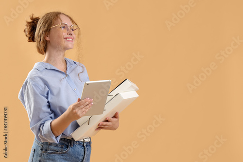 Young businesswoman with ta...