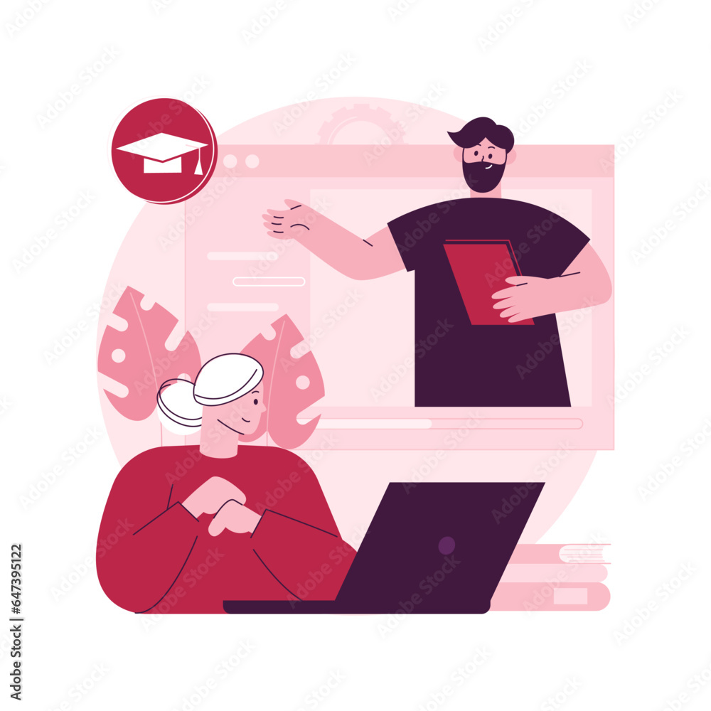 Online learning for seniors abstract concept vector illustration. Online courses for seniors, additional education, free online program, learning community, online quizz abstract metaphor.