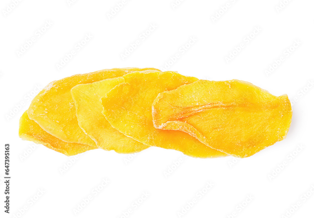 Fototapeta premium Slices of tasty dried mango on white background