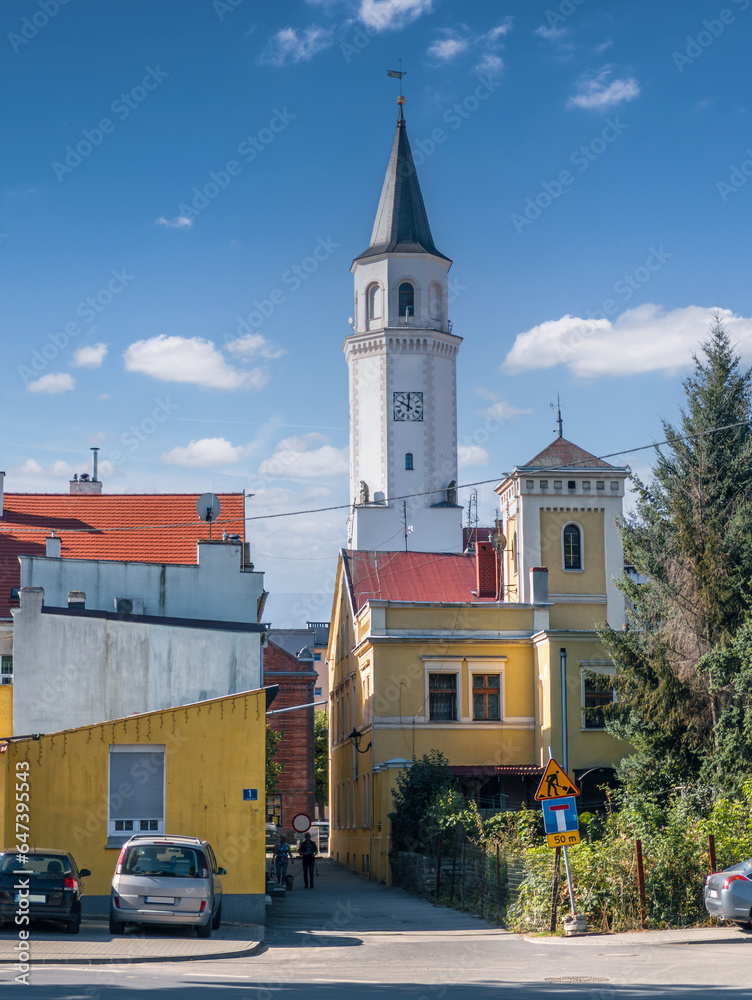 Summer cityscape of the old town of Kąty Wrocławskie, city in Dolny Śląsk, Poland