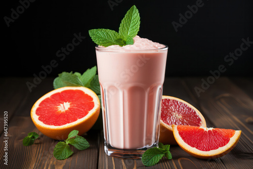 A medley of fresh fruits blended into a vibrant smoothie, featuring slices of watermelon, oranges, strawberries, and kiwi, capturing the juicy and invigorating essence of a fruity delight | ACTORS: Fr