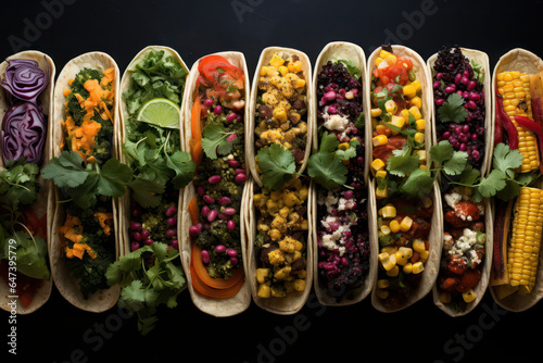 Grilled legumes incorporated into vibrant Mexican dishes like tacos, quesadillas, and burritos, celebrating the rich flavors of Mexican cuisine   ACTORS: Mexican Legume Fiesta   LOCATION TYPE: Mexican © Matthias