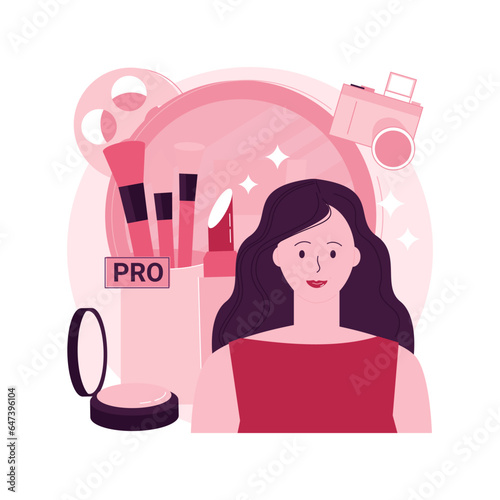 Professional makeup abstract concept vector illustration. Professional cosmetics, beauty salon, movie makeup artist, filmmaking crew, bridal make-up service, skin treatment abstract metaphor.