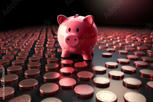 A 3D depiction of an empty piggy bank symbolizing insufficient funds for expenditure. Generative AI photo