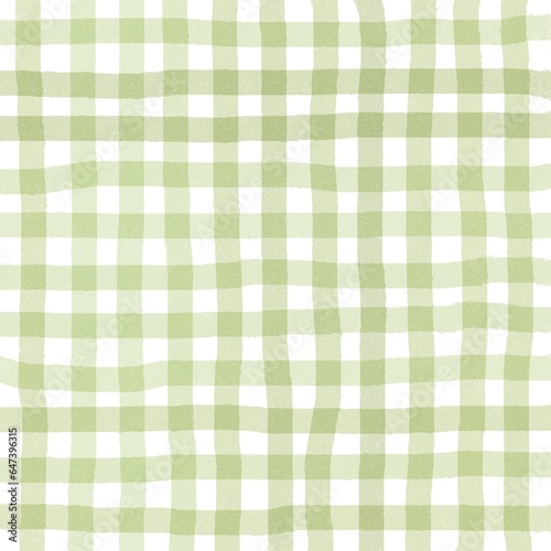 Sage Green Gingham Check Hand Drawn Background