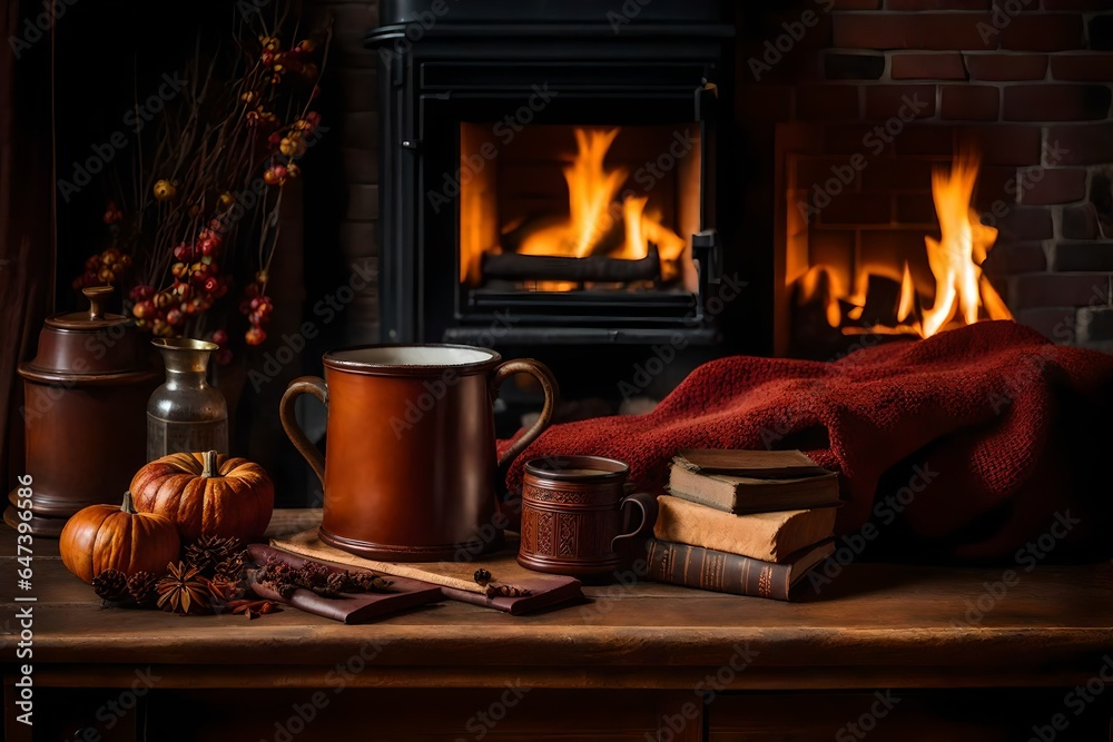 a perfect still life image capturing the essence of a cozy autumn afternoon - AI Generative a perfect still life image capturing the essence of a cozy autumn afternoon - AI Generative