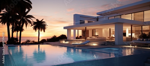 Villa with swimming pool at sunset Extrovert style © Savinus