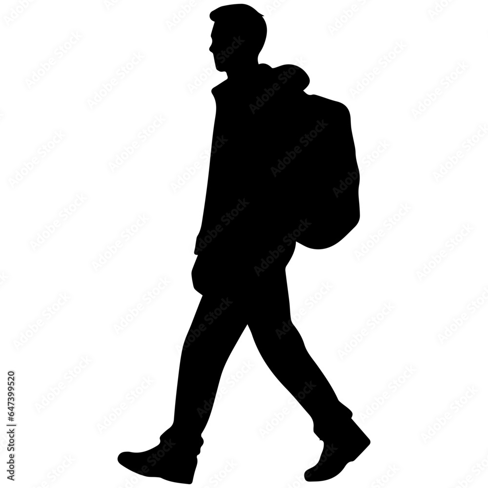 Fototapeta premium man walking alone silhouette illustration