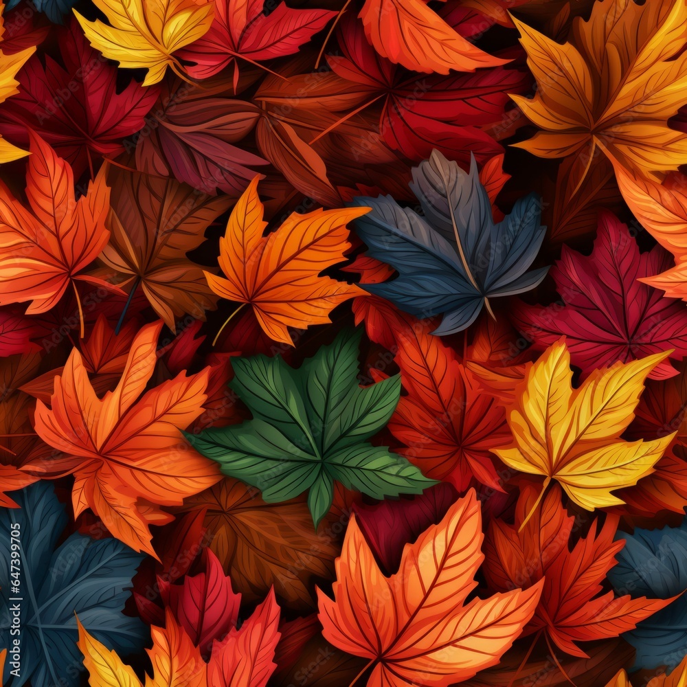 Autumn Creative Abstract Photorealistic Texture. Screen Wallpaper. Digiral Art. Abstract Bright Surface Square Background. Ai Generated Vibrant Texture Pattern.