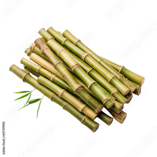 Green bamboo sticks on a white background