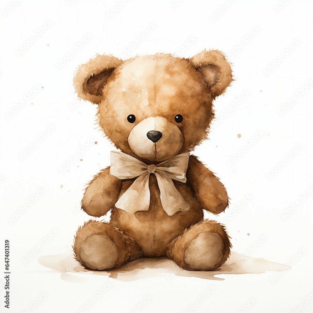 toy bear watercolor illustration clip art isolated on white background toy bear watercolor illustration clip art isolated on white background