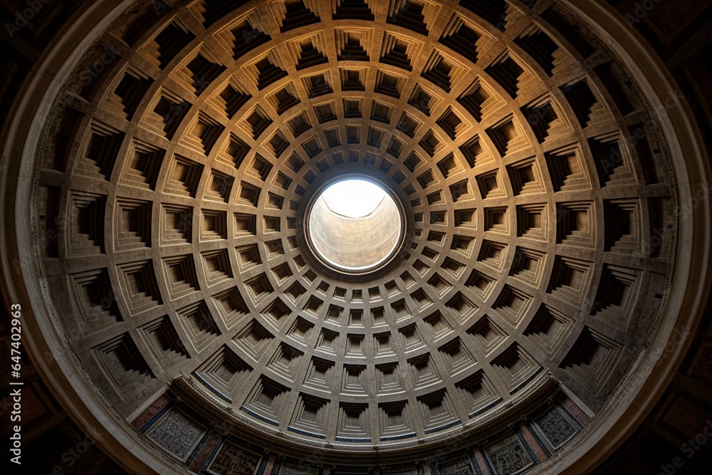 Octagonal dome of a monumental complex near Vatican City in Rome, Italy. Generative AI