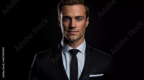 Portrait of a business man on a black background 