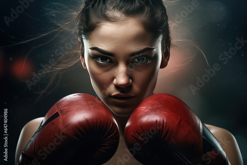 Boxing gloves and portrait of woman. © GalleryGlider