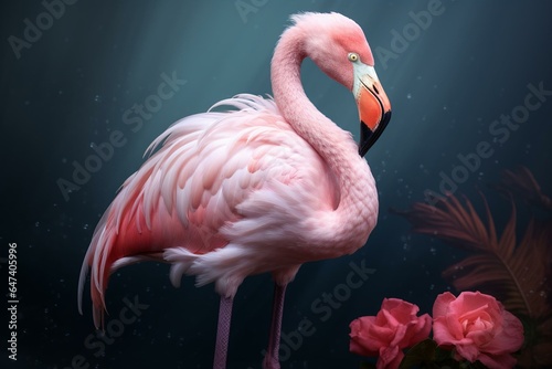 white isolated flamingo. Generative AI