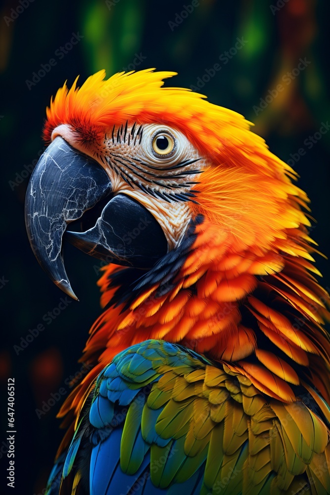 Intricate Details: Close-Up Parrot Photography - AI Generated