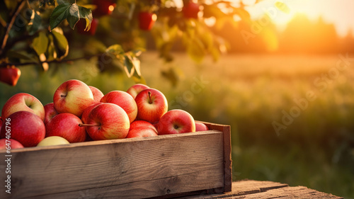 red yellow apples in wooden crate