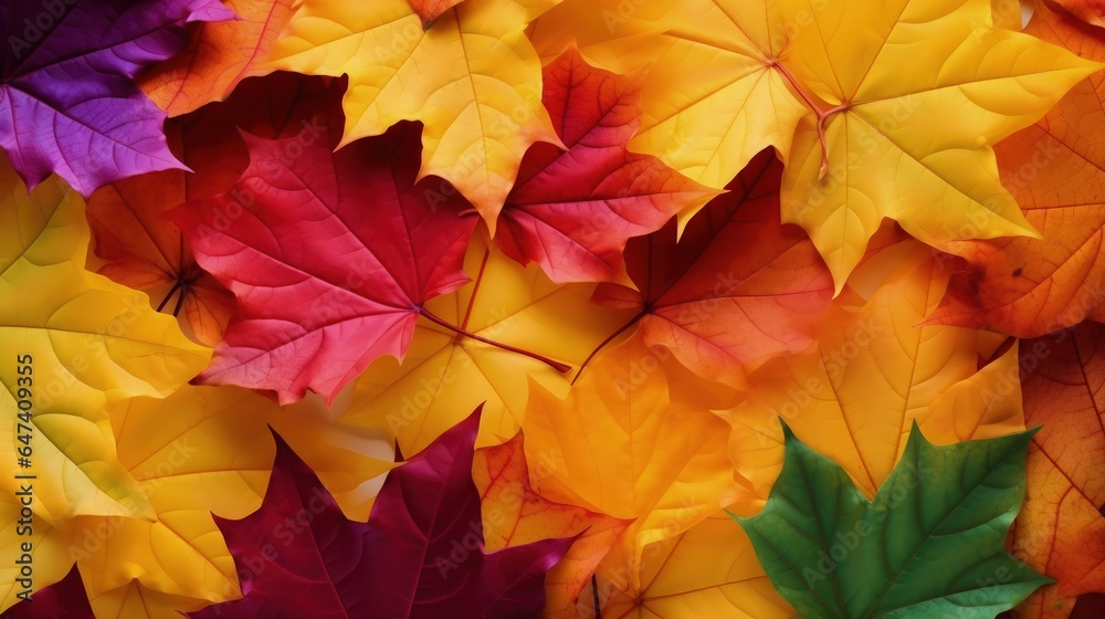 A close up of a bunch of colorful leaves