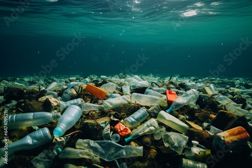Plastic clutter. Environmental crisis. Plastic waste. Ocean pollution. Earth-friendly. Sustainable. Recycling. Eco-friendly. Conservation. Nature advocacy. Awareness. Generative AI
