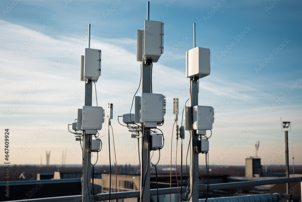 Obraz premium 5G cellular repeaters on the pole