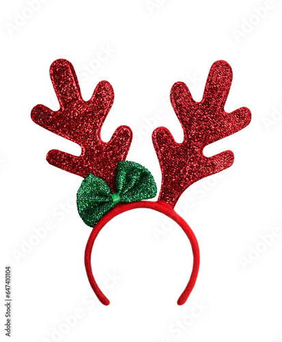 Foto Red reindeer antlers headband for Christmas costume dress up isolated cutout on