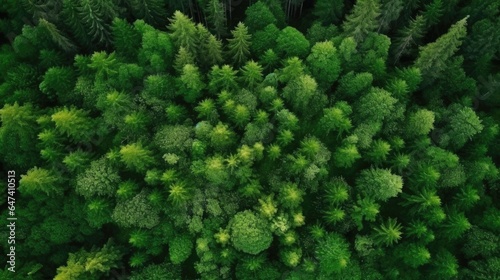 forest with aerial top view, forest ecosystem on green background © MBRAMO