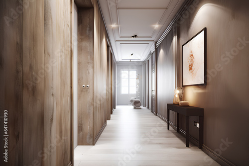 Classic style hallway interior in a hotel or house.