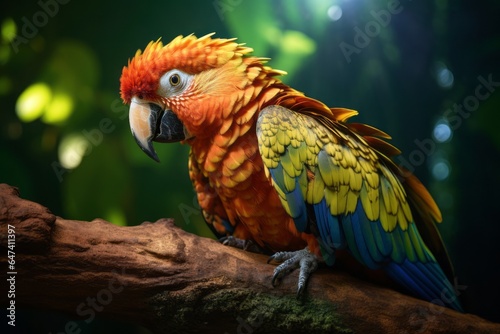 Vibrant Plumes  Captivating Parrot Photography - AI Generated