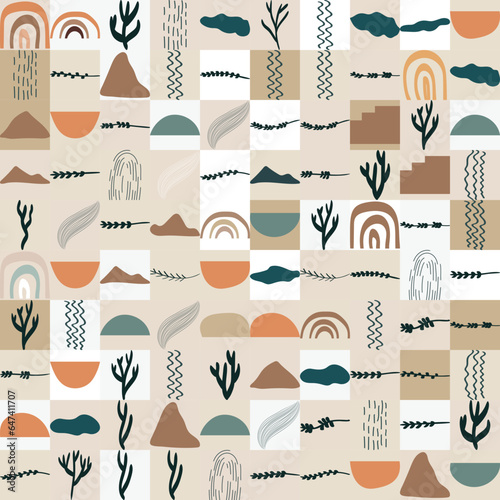 seamless patten with boho organic elements