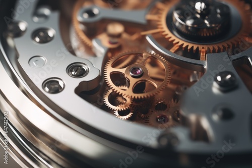 Wallpaper Mural Reliable industrial mechanical gears macro cogs inside clock in motion in structured well-organized connected watch mechanism meshing parts together in precise manner and thoughtfully crafted synergy Torontodigital.ca