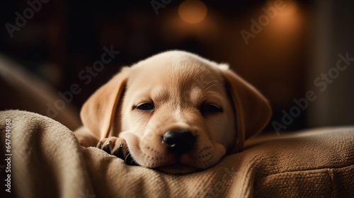adorable puppy sleeping on the couch