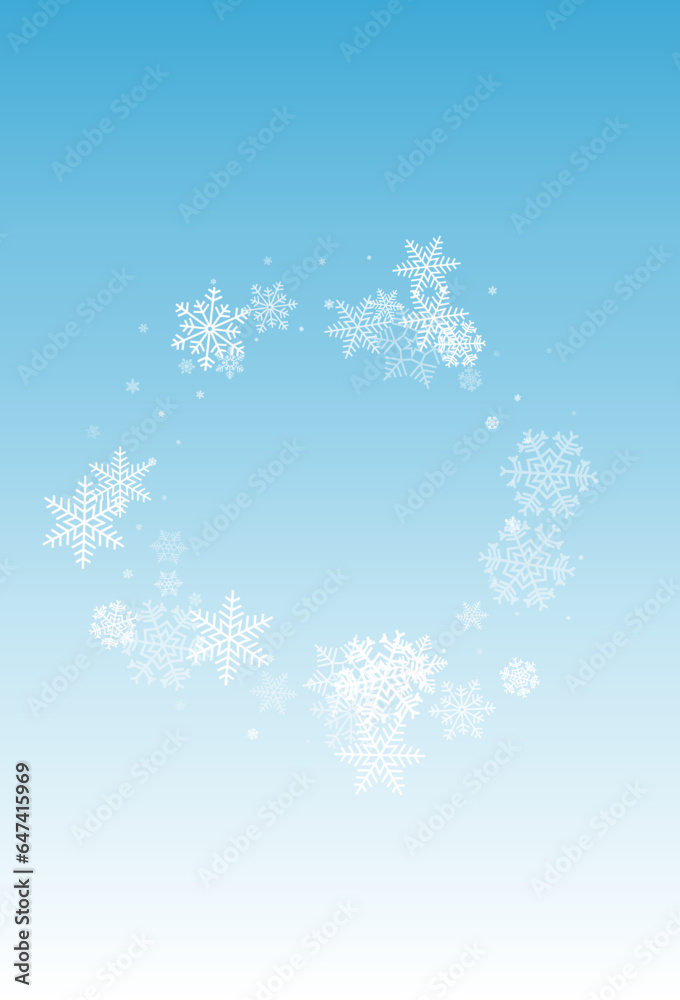 Gray Snowflake Vector Blue Background. Holiday