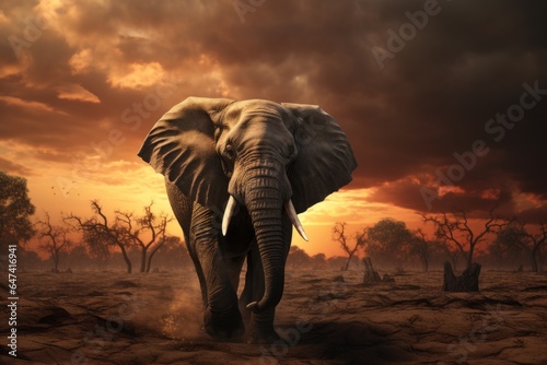 Majestic Wilderness: Capturing the Grandeur of Elephants - AI Generated © AnimalAI